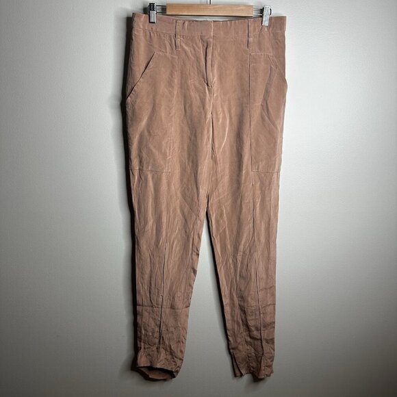 Celine Silk Pants Mauve Pink Beige Women’s Size 40 (FLAWS) - Designer Career - Picture 1 of 16